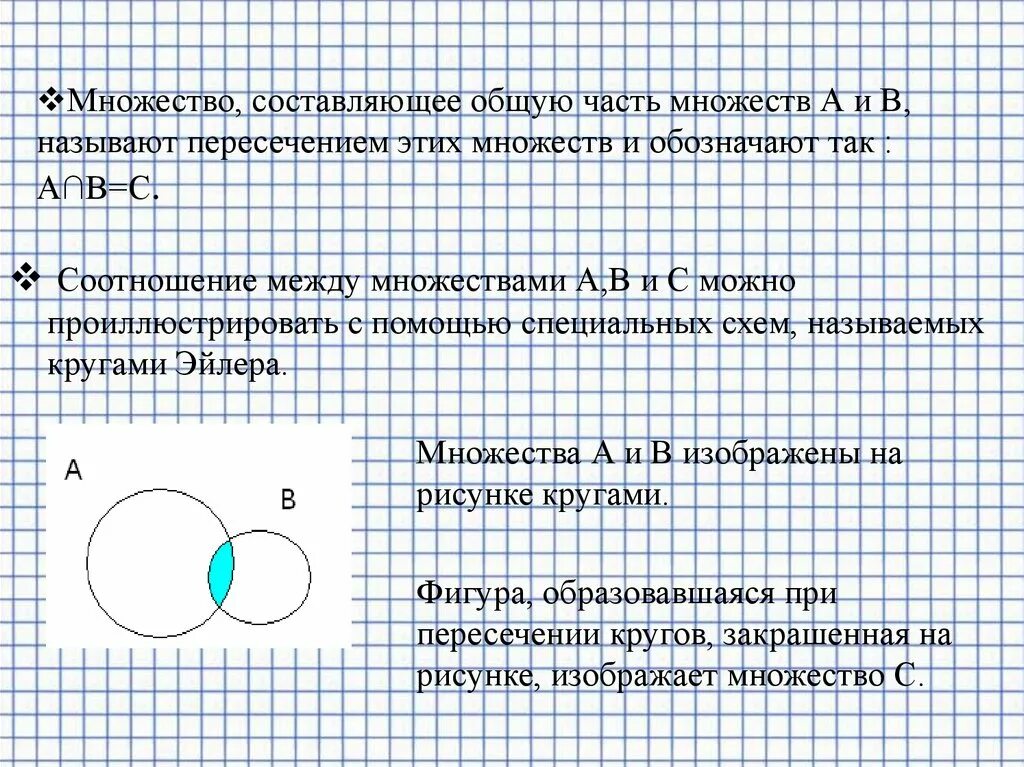 Точки а и б называют. Пересечение множеств. Пересечение двух множеств. Операции объединения и пересечения. Схема пересечения множеств.