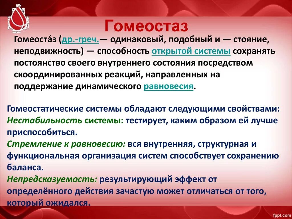 Поддержание динамического постоянства внутренней среды организма