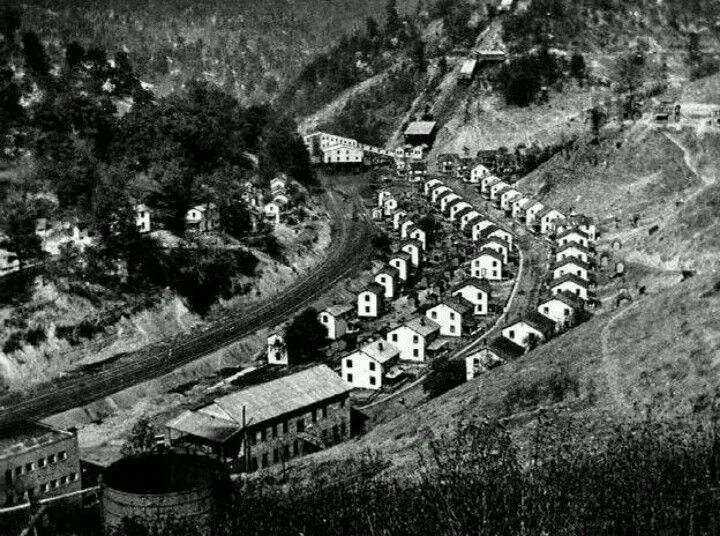 Old mine. Appalachia Black and White Coal Miner Town. Old mine Town. Mining town