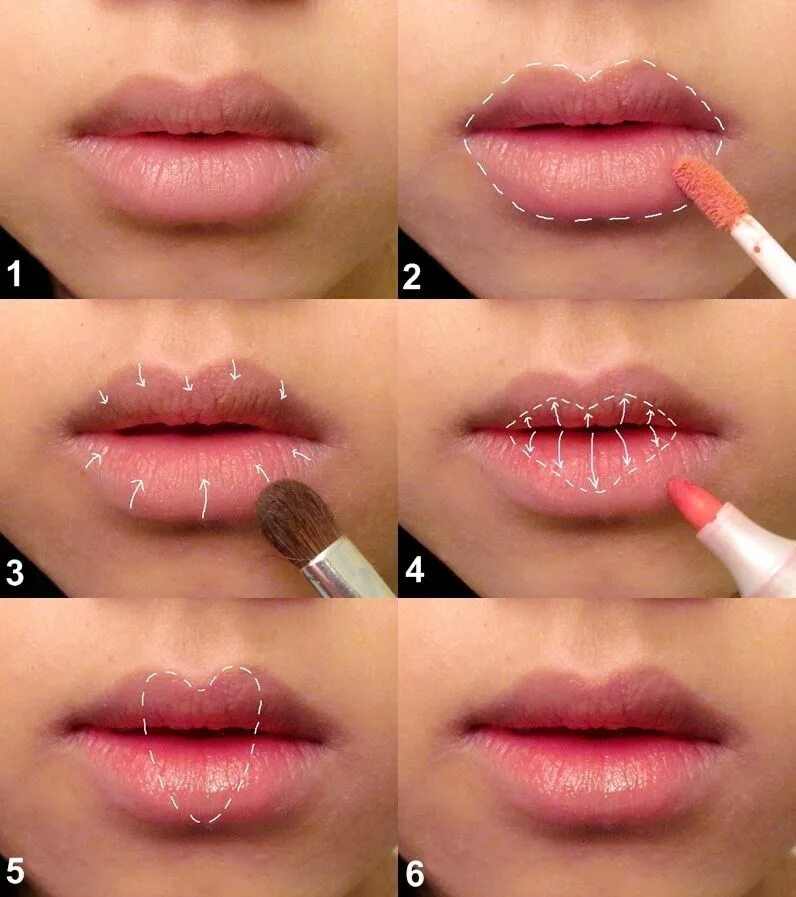 Накрашенные губы. Правильный макияж губ. Макияж губ карандашом. Объемные губы.