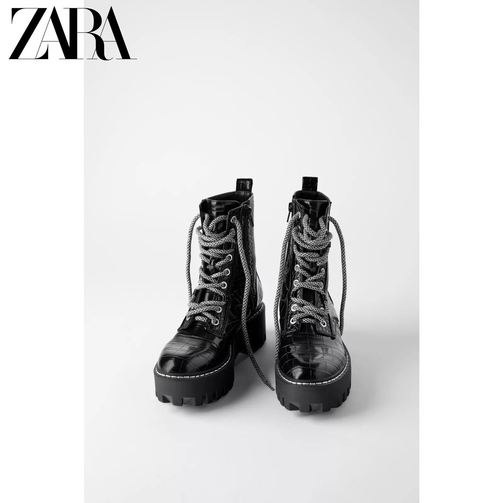 Черные ботинки шнуровка. Ботинки Zara TRF кожа. Ботинки Zara женские на шнуровке черные.
