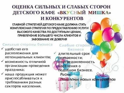 Бизнес план детские праздники