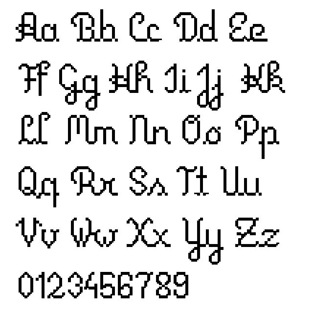 Pixel script. Вышивка буквы русского алфавита схемы. pixel script ae.