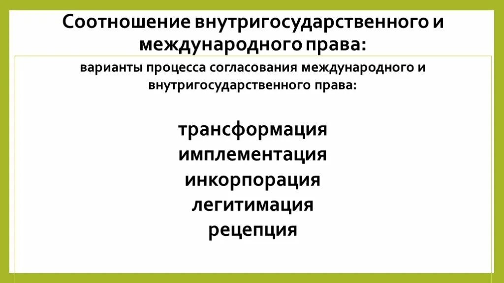 Трансформация понятие в международном праве.