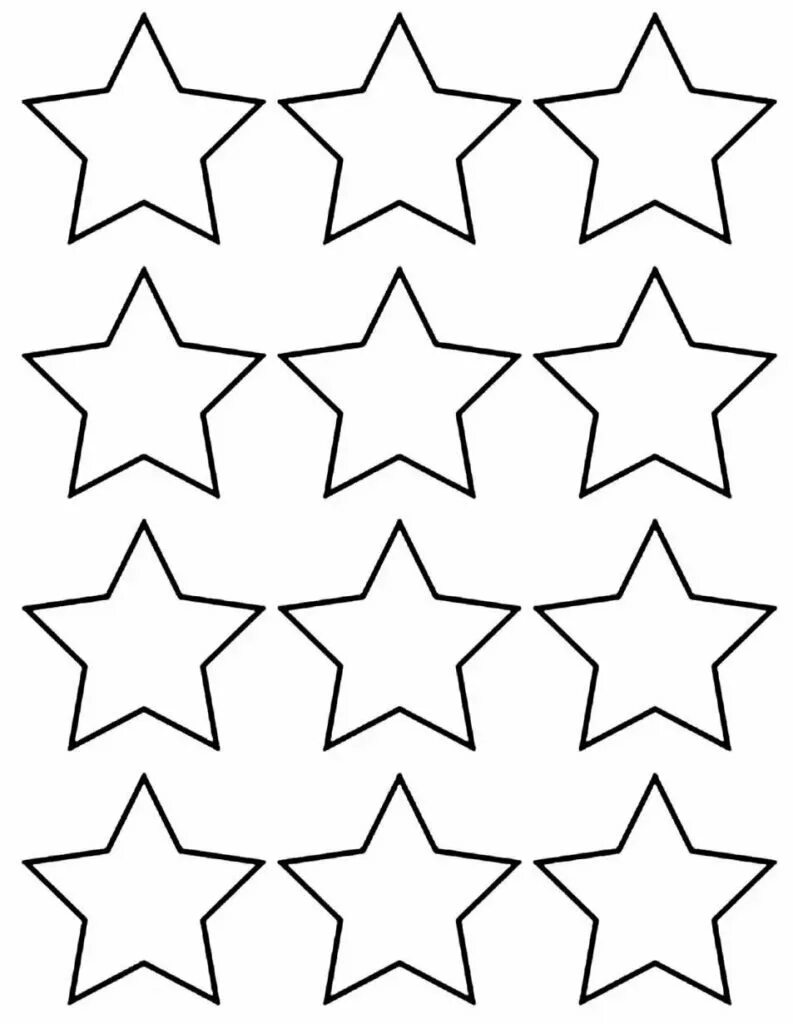 Звезды шаблоны для вырезания из бумаги. Звёздочки трафареты для вырезания. Трафарет маленьких звездочек. Трафареты звёздочек разных размеров. Маленькие звездочки трафарет.