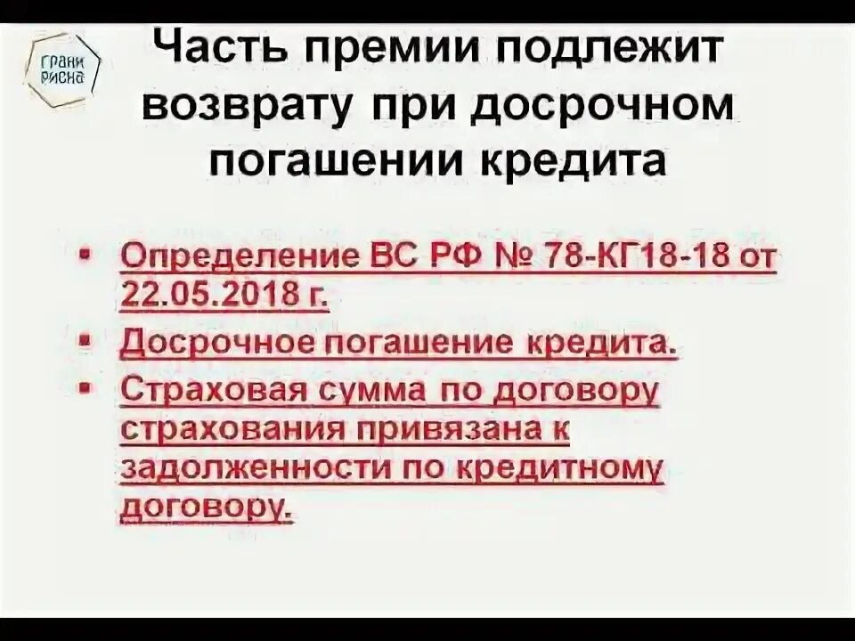 При закрытии кредита вернуть страховку