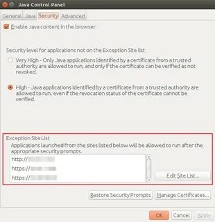 Exception sites