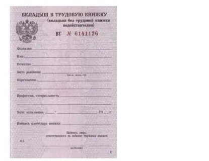 Образец записи о выдаче вкладыша