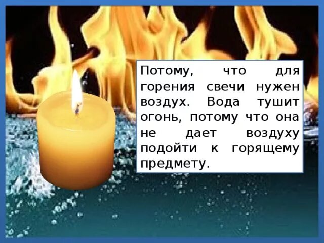 Почему водой удается. Почему вода тушит огонь. Вода гасит огонь. Огню нужен воздух. Тушит костер водой.