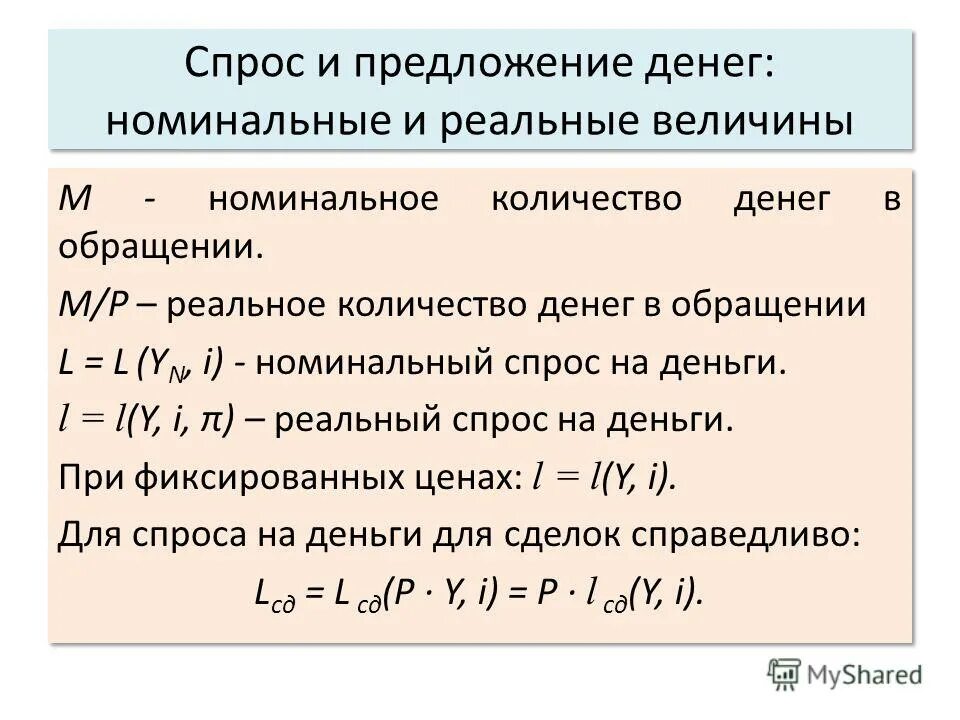 Модели предложения денег