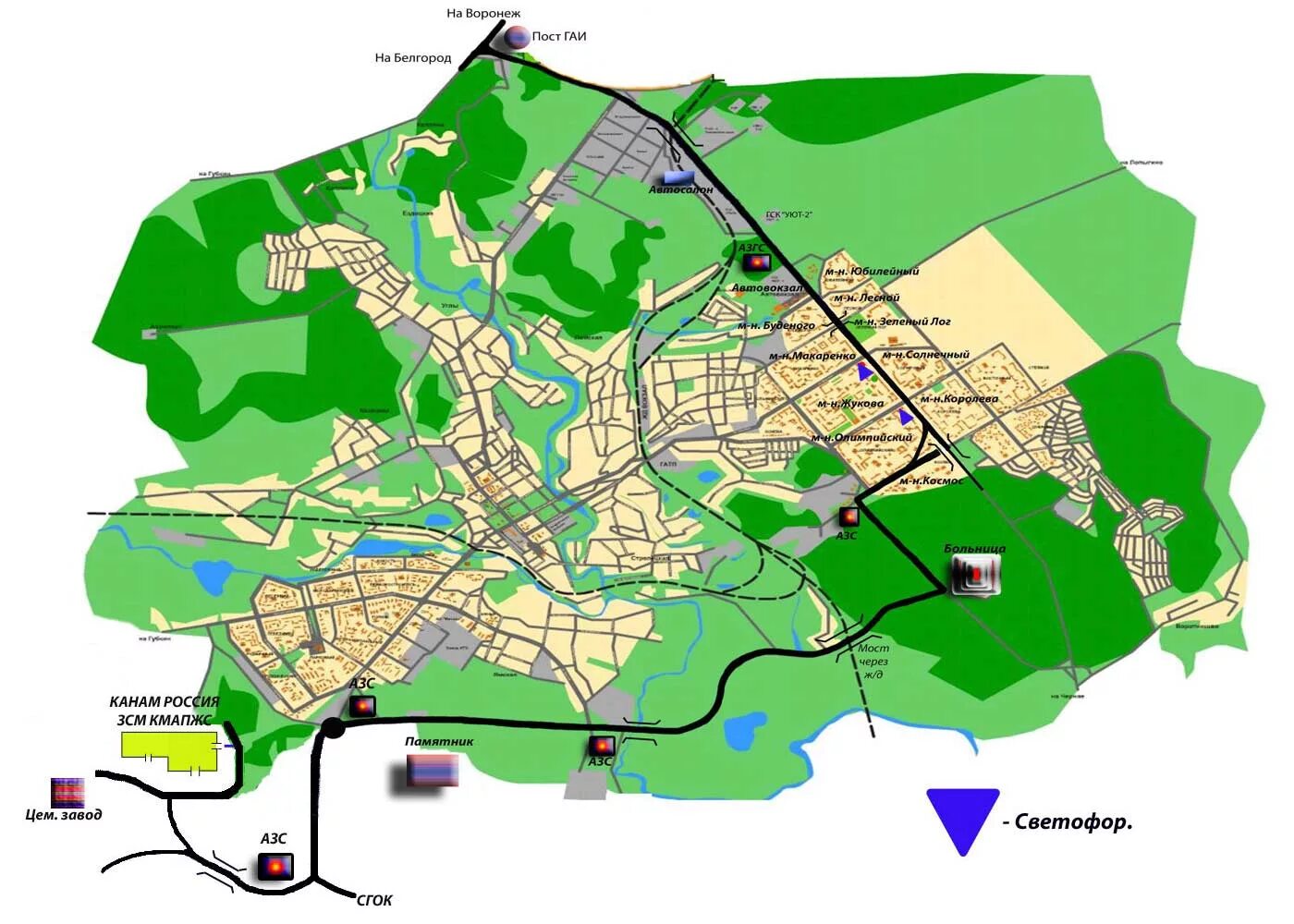 Оскол на карте белгородской области