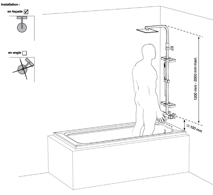 Высота установки смесителя для ванны от пола стандарт. Схема установки душевой стойки в ванне. Высота установки встраиваемого смесителя для ванны. Высота крана от ванны