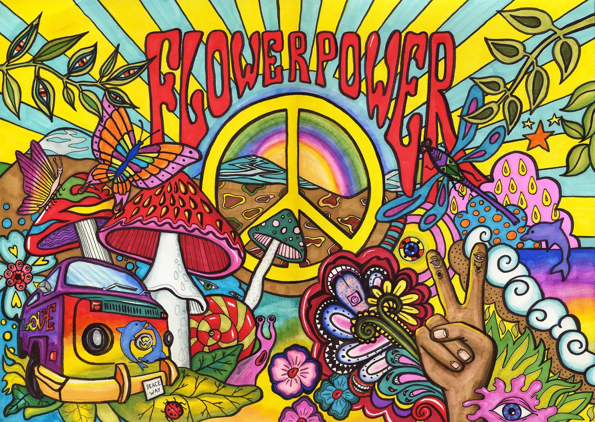 Хиппи субкультура арт. Flower power invasion. Фургон хиппи volkswagen t1. Flower power. Vw t1 хиппи.