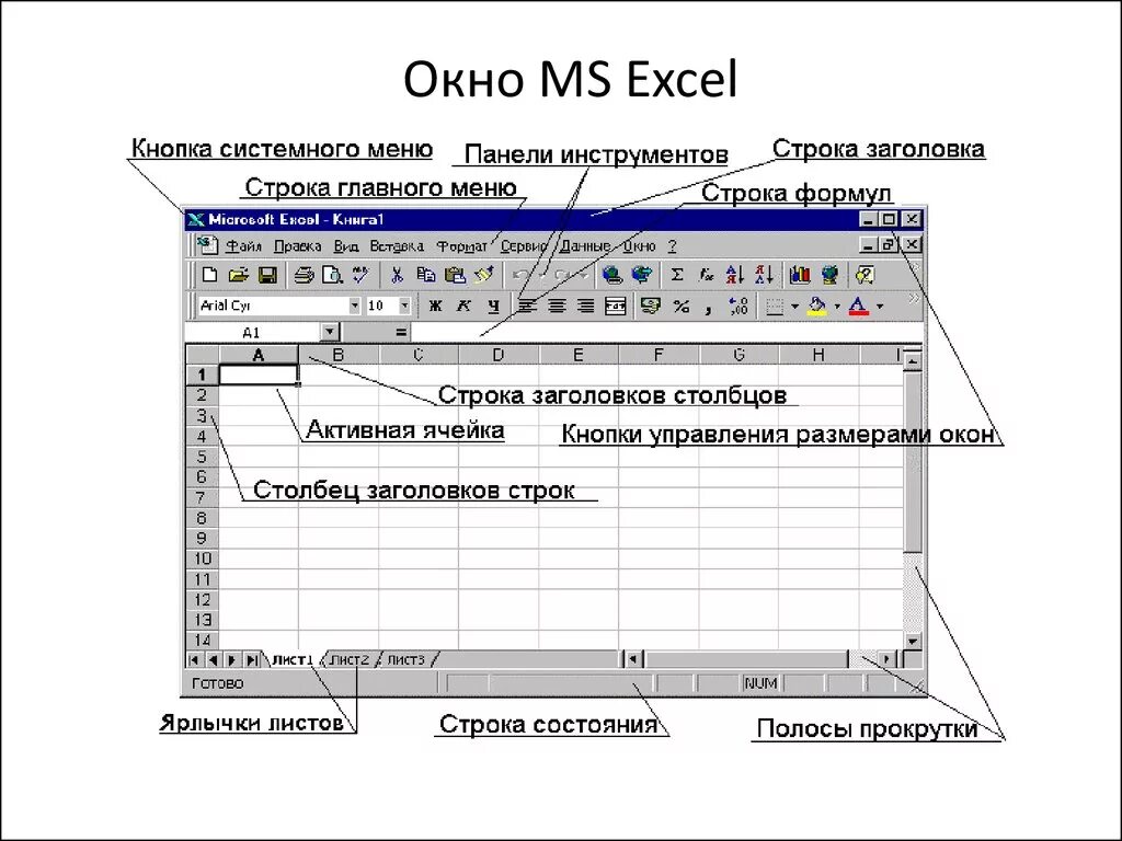 Элементы рабочей области. Табличный процессор MS excel. Интерфейс табличного процессора MS excel. Структура окна табличного процессора MS excel. Электронная таблица MS excel. Структура окна..