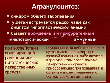 Агранулоцитоз это