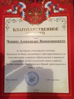 Благодарность за финансовую поддержку