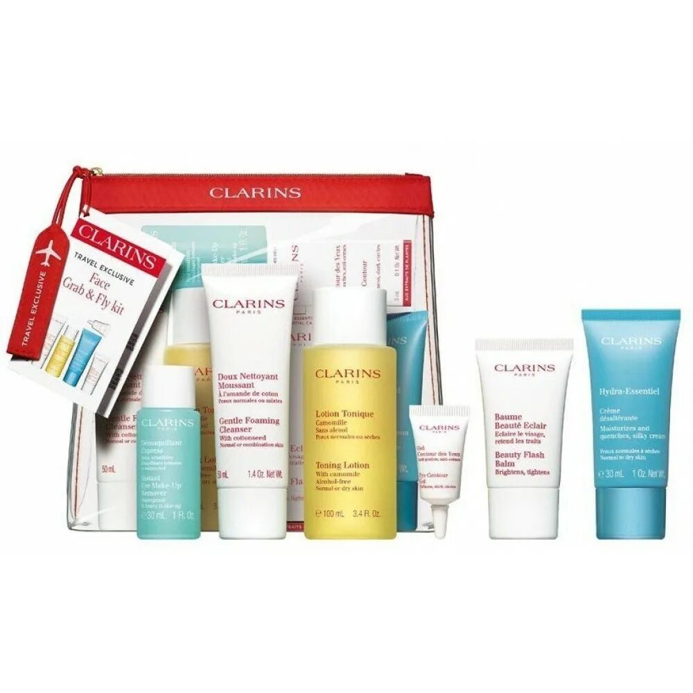 Спб сайт косметика купить. Clarins Travel Exclusive набор. Clarins hydra-Essential Set набор. Дорожный набор кларанс. Крем Clarins Travel Exclusive.