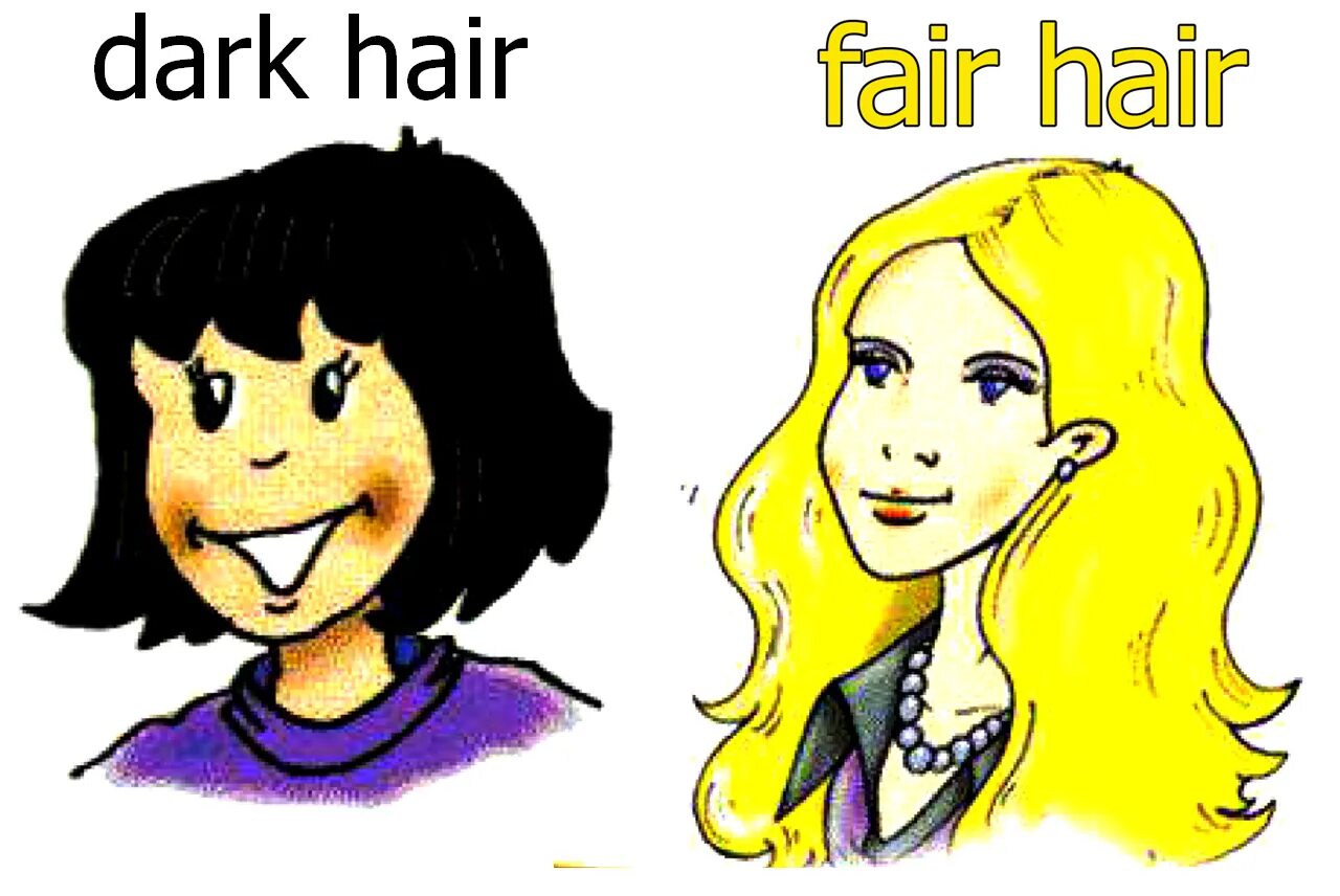 Fair and Dark hair рисунок для детей. Fair hair картинка для детей. Fair hair рисунок Spotlight. Dark hair Faith hair картинка для детей. Светлые волосы перевод на английский