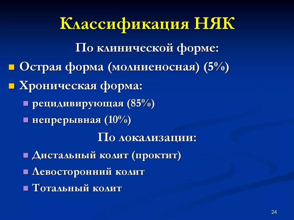 Няк что это за болезнь. Неспецифический язвенный колит классификация. Няк клиническая классификация. Клинические формы язвенного колита. Няк классификация по локализации.