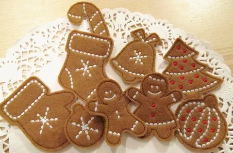 Ginger man Ginger-breads Christmas Gingerbread cookie SET of 9 feltie