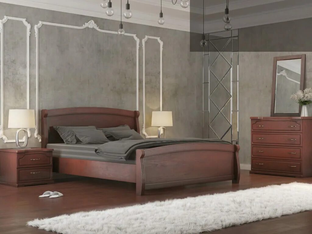 Св стиль. Кровать Магнат. С-мебель кровать Магнат. Кровать из массива палисандра. Спальни в цвете махагон.