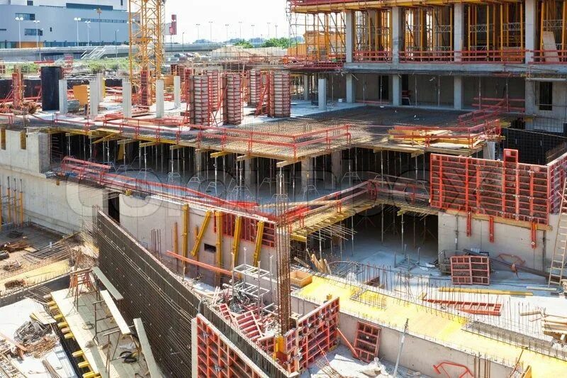 Building construction site. Строительные места. site under construction.