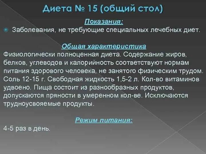 Стол 15 медицинская