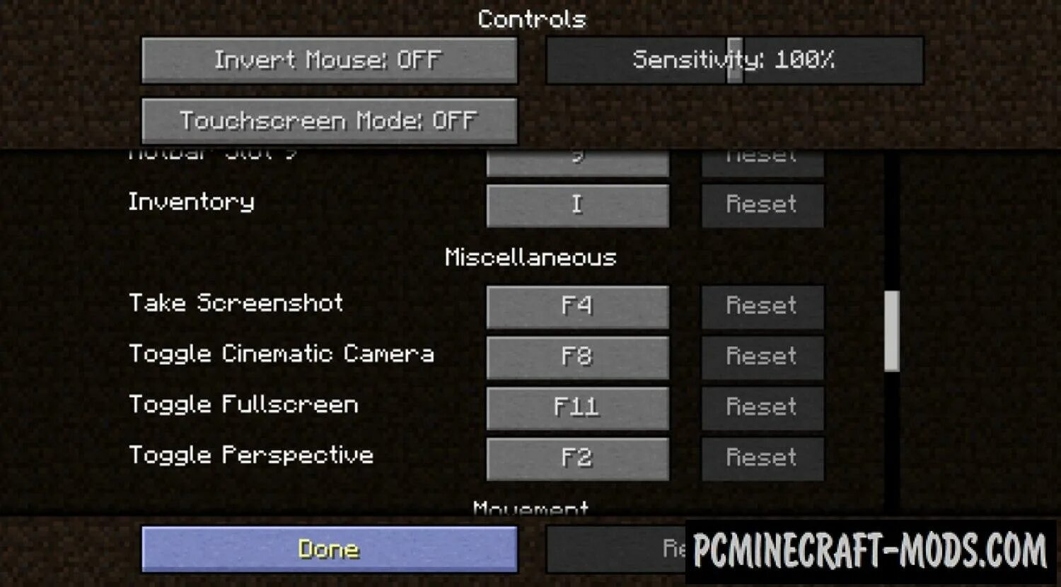Default options