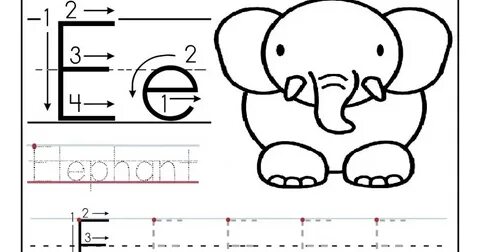 Letter e worksheets for kids