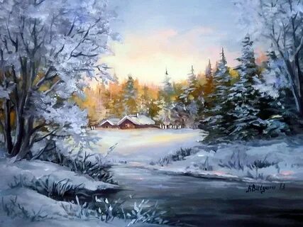 Пейзажи масло зима