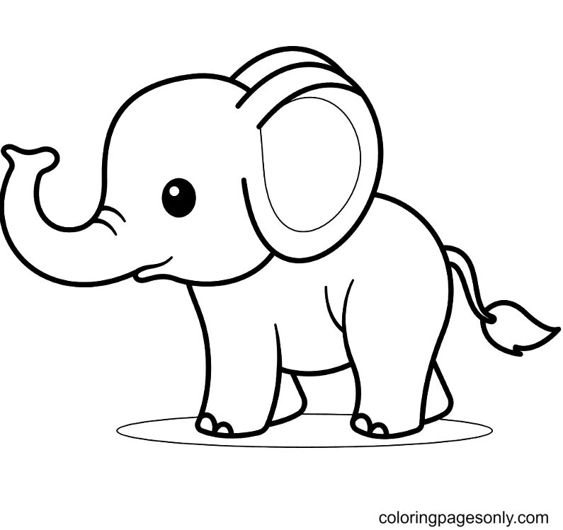 Слон раскраска для детей распечатать Elephant Coloring Page for Kids