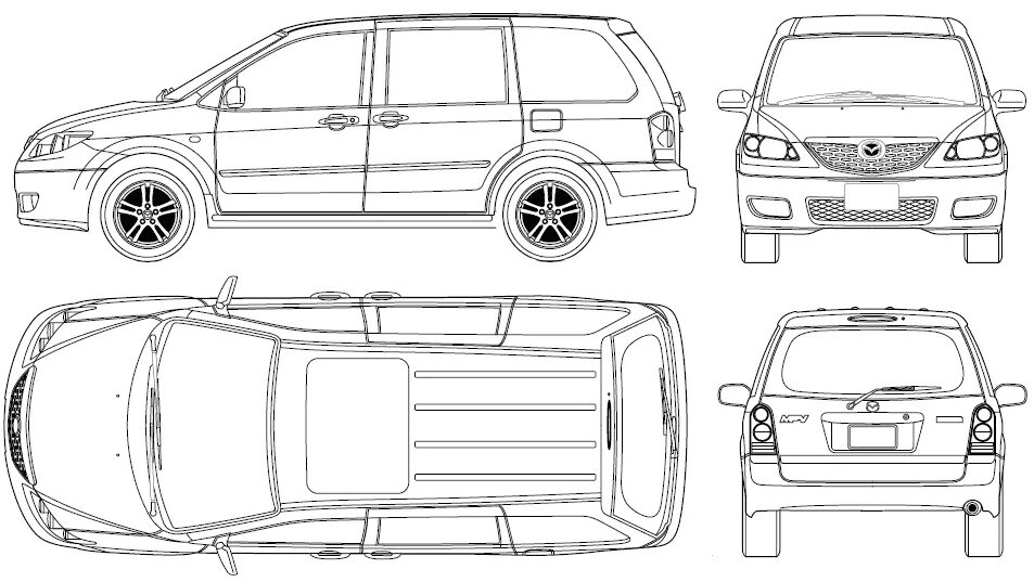 Схема мазды мпв. Mazda mpv чертеж. mazda mpv габариты. мазда мпв габариты. габариты мазда мпв 2002.