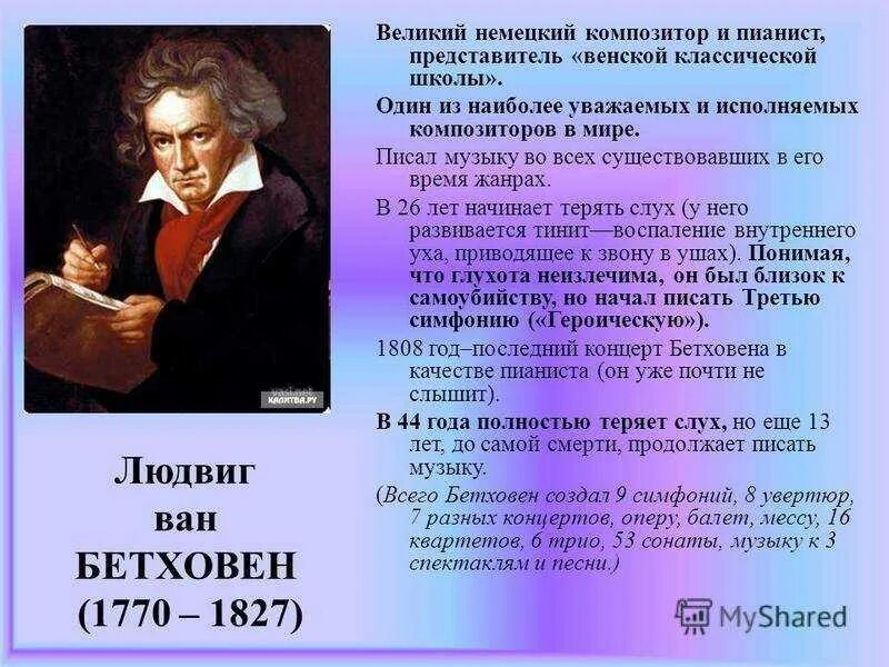 Сонаты великих композиторов. Л.Бетховен. Бетховен жанры произведений