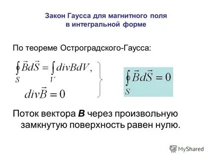 Теорема гаусса для магнитного