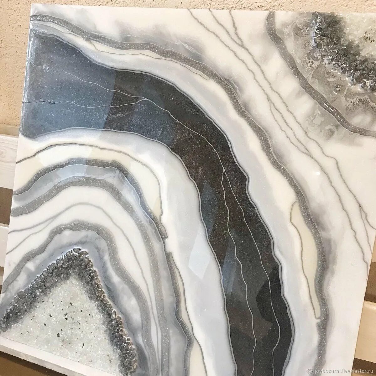 Срез камня. Керамогранит geode resin artwork metallic 60*120. Жеода оникс. Серый мрамор эпоксидной смолой. Голубой оникс слэб.