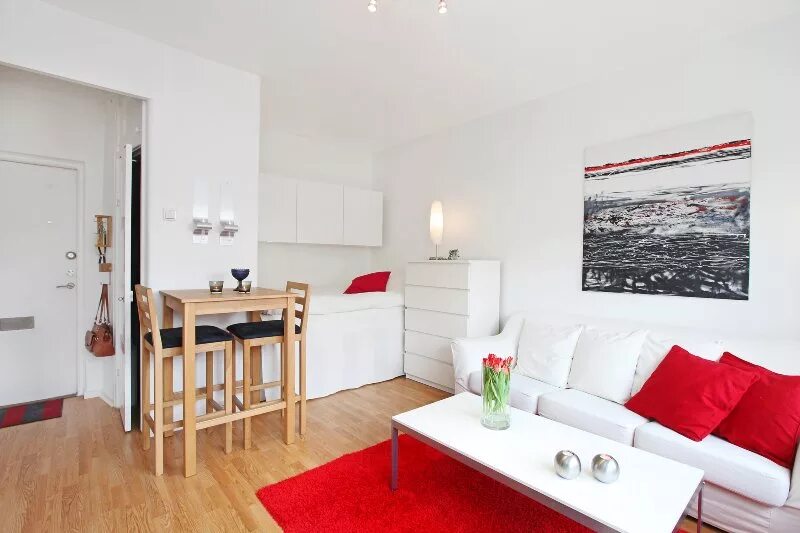 В студии можно жить. Стильные интерьеры маленьких квартир. 25 квадратных метров квартира. Интерьер студии 24 кв. Квартира студия минимализм.