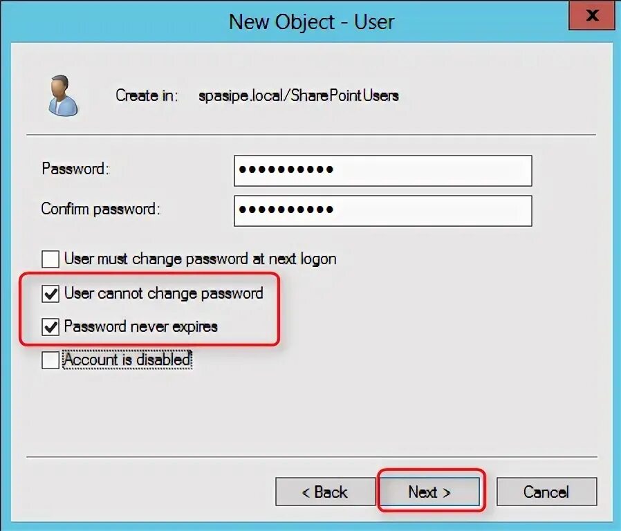 Windows create user