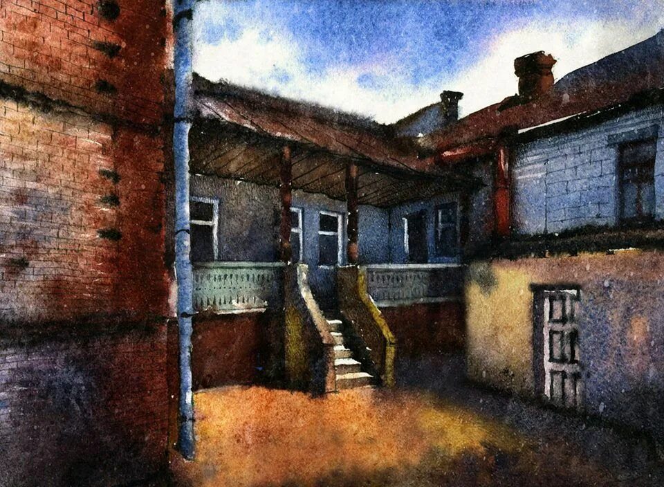Еврейский дворик. Картина еврейский дворик. еврейские дворики нарисованные. израильский двор.