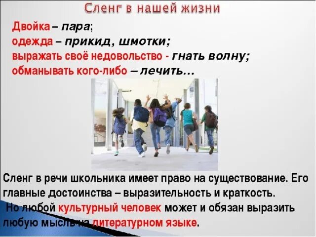 Жаргоны в речи школьников