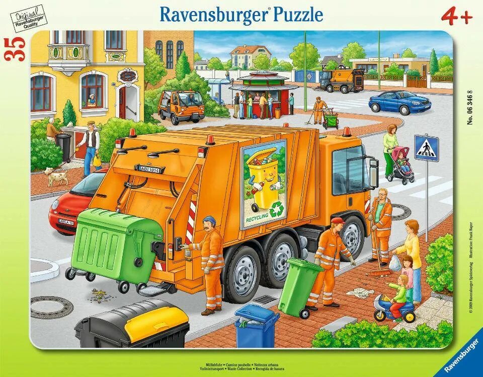 Ravensburger Puzzle мусоровоз. Пазлы Ravensburger. Мусоровоз для детей. Собирающие мусоровозы