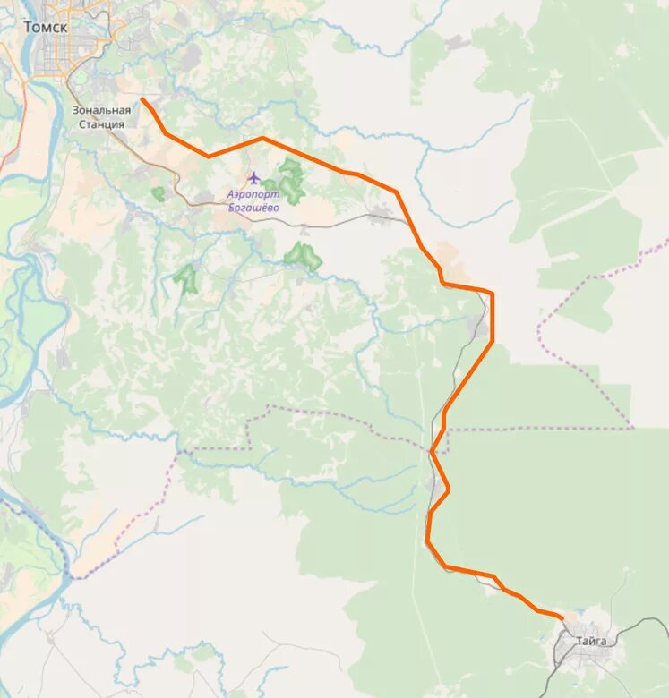 томск тайга расстояние