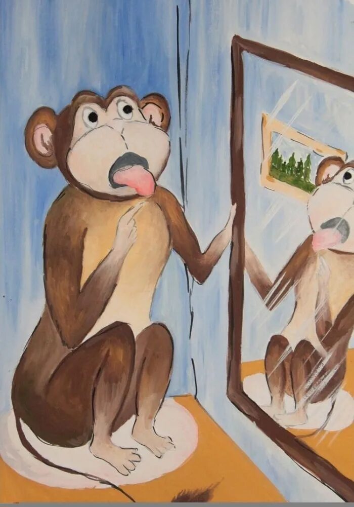 Крылов зеркало и обезьяна. И.А.Крылова "зеркало и мартышка". Крылов басня мартышка и зеркало. Зеркало и обезьяна басня Крылова.