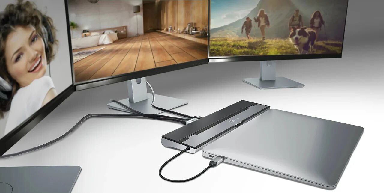 Подключение через док станцию. J5create usb-c triple display docking station. j5create usb-c. подставка хааб для ноутбука дорогие. док-станция j5create (jcd371).
