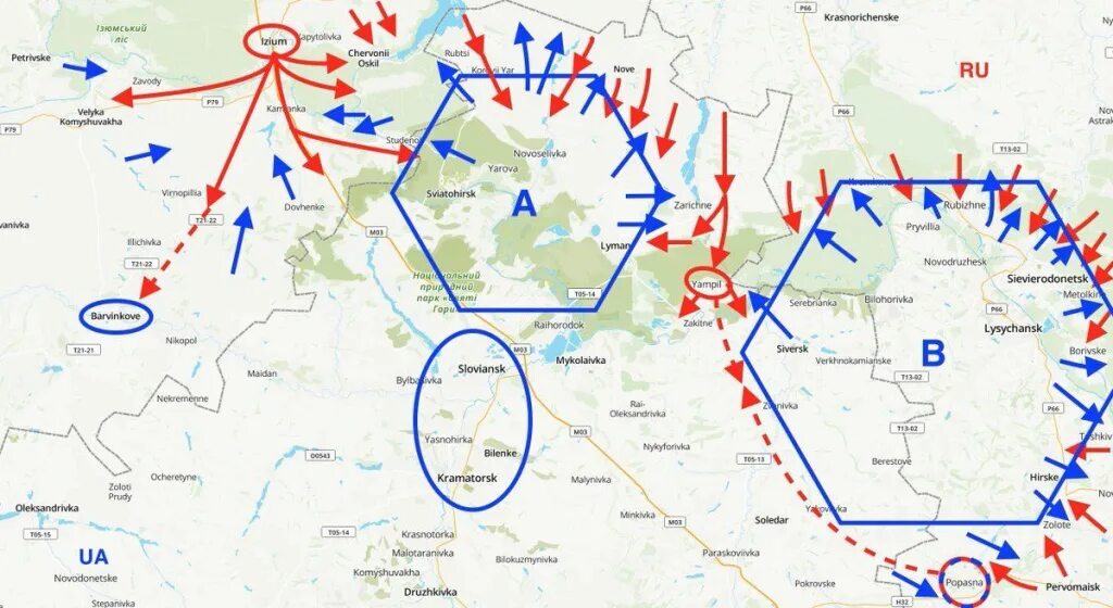 Расположение украинских войск. Возможные направления контрнаступления ВСУ на карте. Котел Лисичанск Северодонецк. Интерактивная карта наступления.