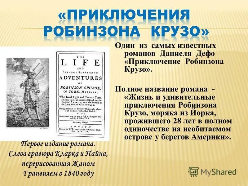 Сообщение о робинзоне крузо кратко. Полное название робинзона крузо. даниэль дефо робинзон крузо полное название.