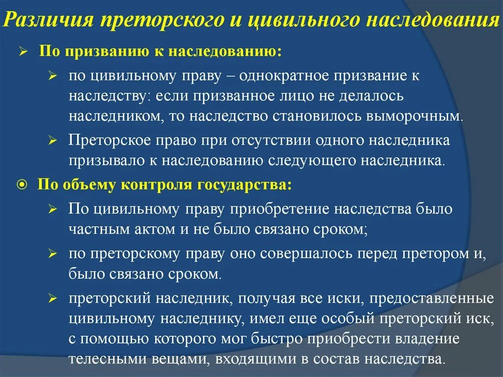 Срок владения по наследству. Наследование по преторскому праву. Наследование по цивильному праву. Очередность наследования по преторскому праву. Наследование по преторскому праву в римском праве.