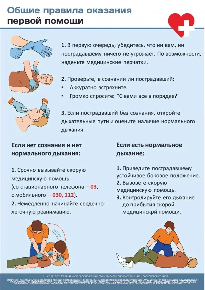 Правила оказания первой медицинской помощи пострадавшему