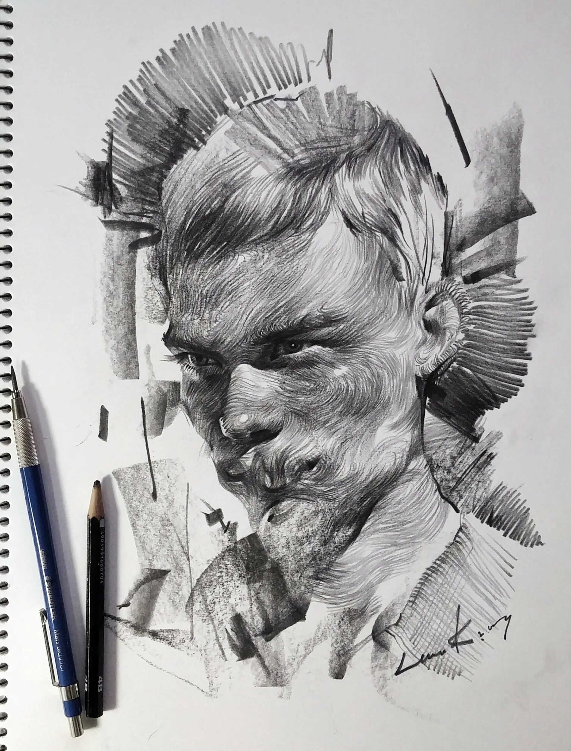 Монохромные портреты Сеульского художника Lee.k. Lee killust. Современный графический портрет. Графика карандашом. Pencil work