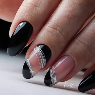 Черный с серебром френч дизайн