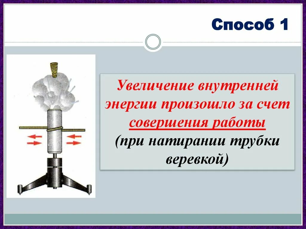 Внутренняя энергия тела совершающего работу. Увеличение внутренней энергии. Совершение работы за счет внутренней энергии. Способы изменения внутренней энергии тела. Пути повышения внутренней энергии.